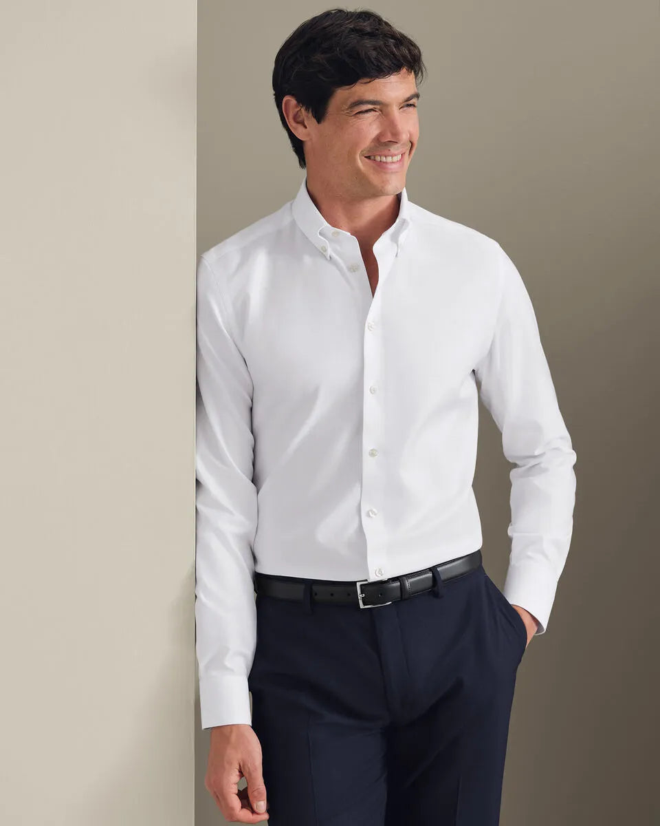 Chemise en sergé sans repassage - Blanc